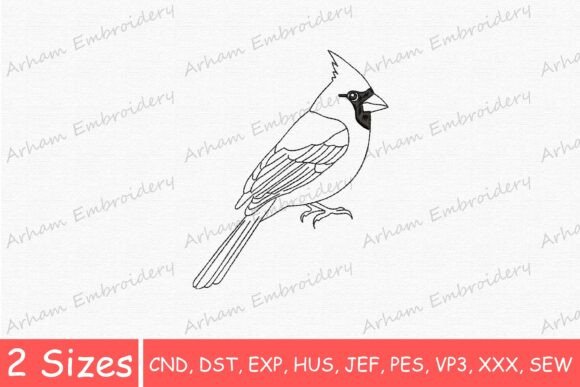 Cardinal Bird Embroidery Design