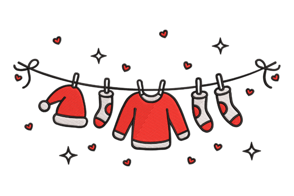 Christmas Clothesline Embroidery Design