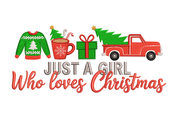 Christmas Tree Truck Embroidery Design