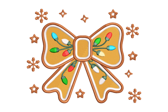 Gingerbread Bow: A Festive Embroidery Design