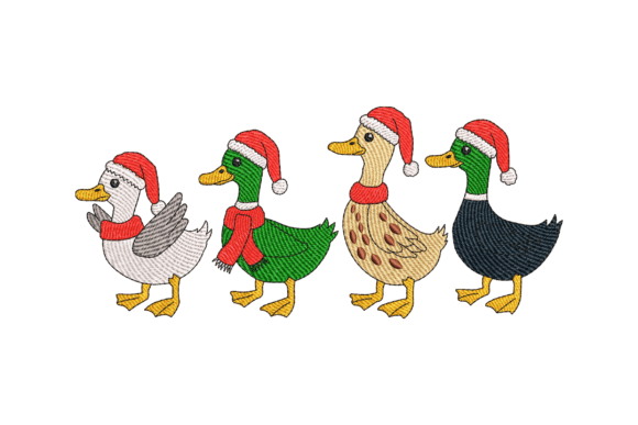 Santa Hat Ducks Embroidery