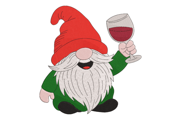Wine Lover Gnome Embroidery Design